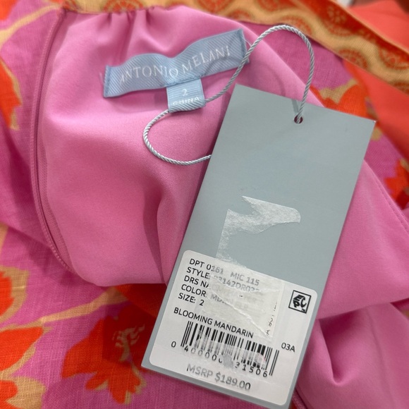 Antonio Melani Naomi Floral Printed Linen Halter Dress Size 2 Pink Orange NWT - Picture 12 of 13